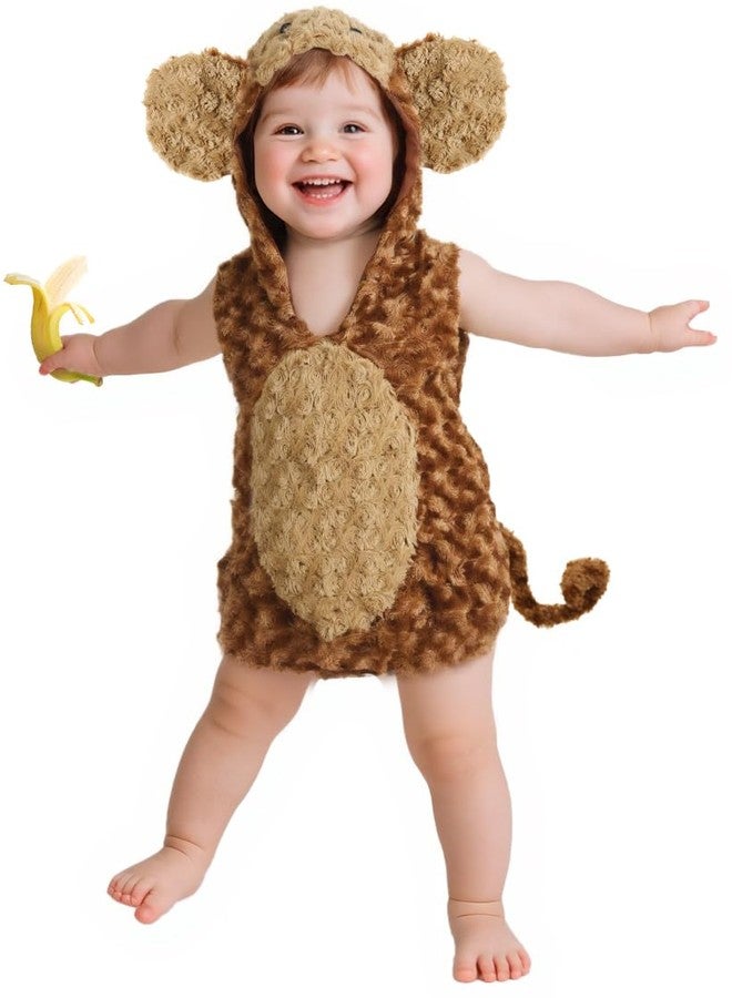 UQJE Baby Monkey Costume Furry Toddler Monkey Costume Halloween Adorable Plush Gorilla Dress-Up Kids Animal Costumes - Image 1